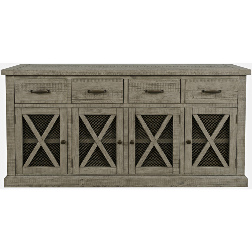 Telluride 70" 4 Door Sideboard Buffet Server in Driftwood Grey & Wire